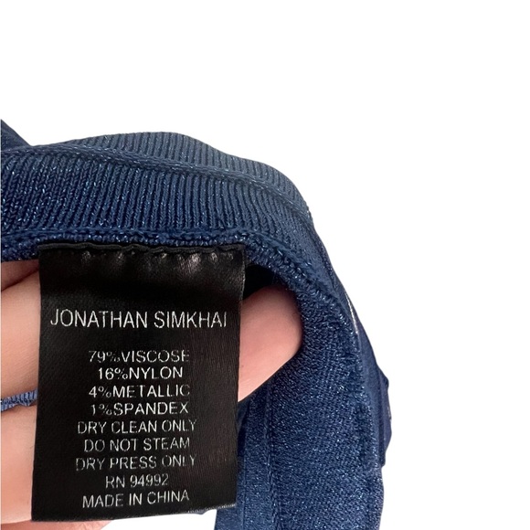 Jonathan Simkhai Pleated Metallic Stretch-knit Dress Royal Blue Size S - Picture 8 of 16